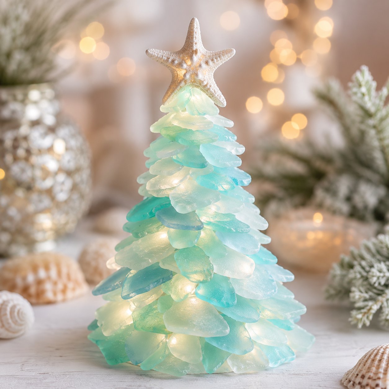 ⏳ Last Day 49% OFF – 🎅 Beginner-Friendly DIY Lighted Sea Glass Santa Christmas Decor Kit 💕