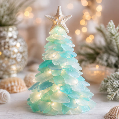 ⏳ Last Day 49% OFF – 🎅 Beginner-Friendly DIY Lighted Sea Glass Santa Christmas Decor Kit 💕