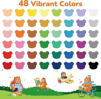 48 Color Twist Crayons for Kids | Non-Toxic Washable Silky Crayon Set