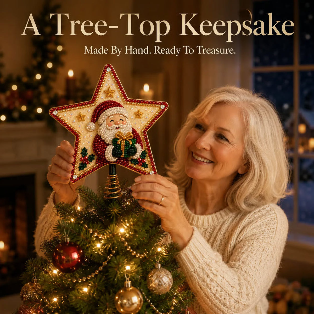 🔥Last Day 49% OFF - 🎄🎅Pearl Diamond Art Christmas Tree Topper Kit