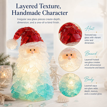 ⏳ Last Day 49% OFF – 🎅 Beginner-Friendly DIY Lighted Sea Glass Santa Christmas Decor Kit 💕