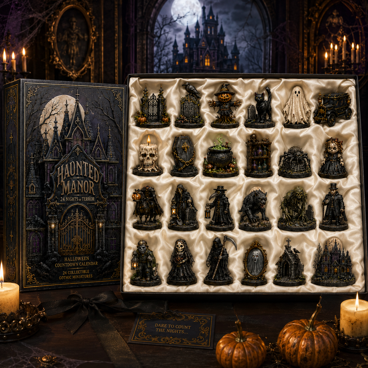 Haunted Manor Halloween Countdown Calendar 2026 – 24 Nights of Terror Gothic Miniature Collectibles