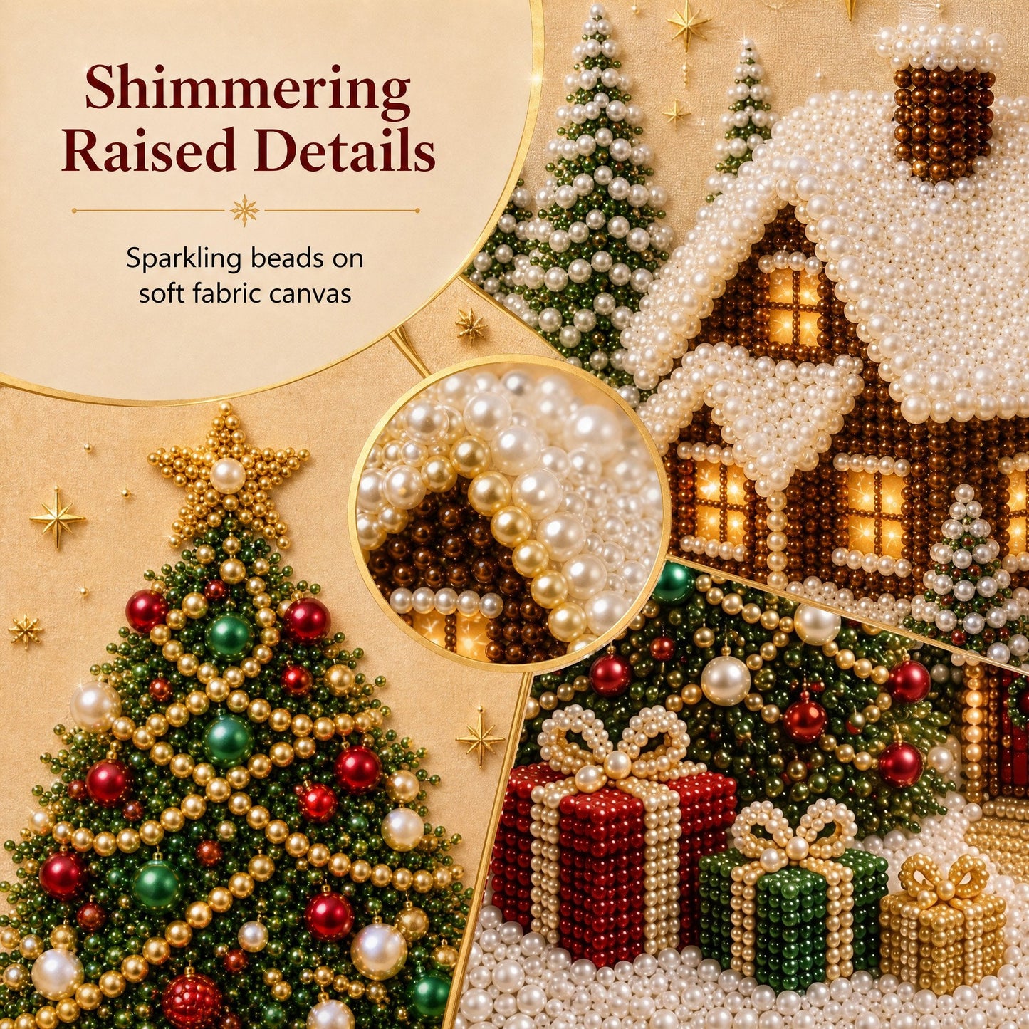 🎄Relaxing & Beginner-Friendly🎅 Premium 3D Pearl Christmas Wall Art Kit ⛄️❄️