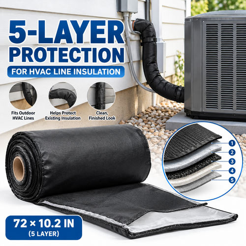 🎃Halloween Deal 50% OFF! 5 Layers HVAC Line Insulation Set Cover 72x10.2in Pipe Insulation Wrap
