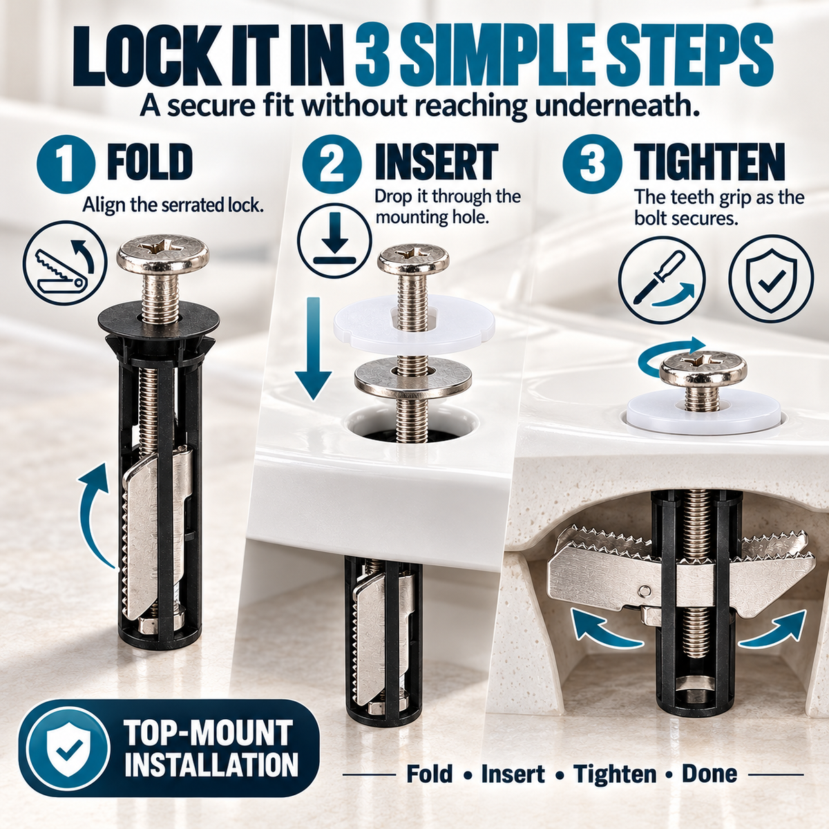 🎃Halloween Deal 50% OFF! 🔒 Universal Locking Toilet Seat Fixing Bolt – 304 Stainless Steel Quick-Lock Kit with 2 Washers