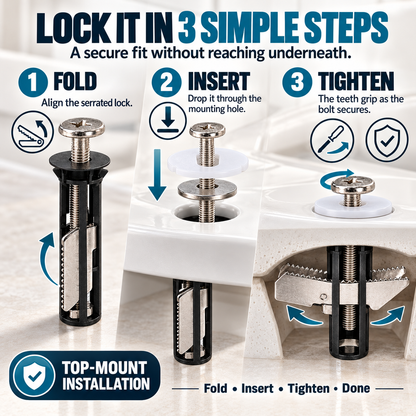 🎃Halloween Deal 50% OFF! 🔒 Universal Locking Toilet Seat Fixing Bolt – 304 Stainless Steel Quick-Lock Kit with 2 Washers
