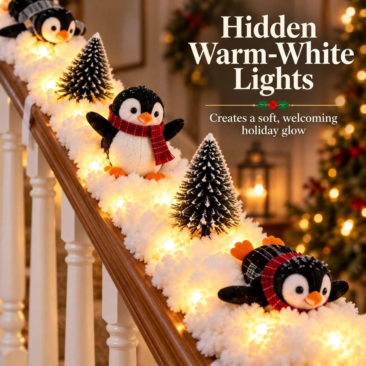 🐧 Penguin Christmas Stair Snow Decor | A Cozy Penguin Christmas Story ✨