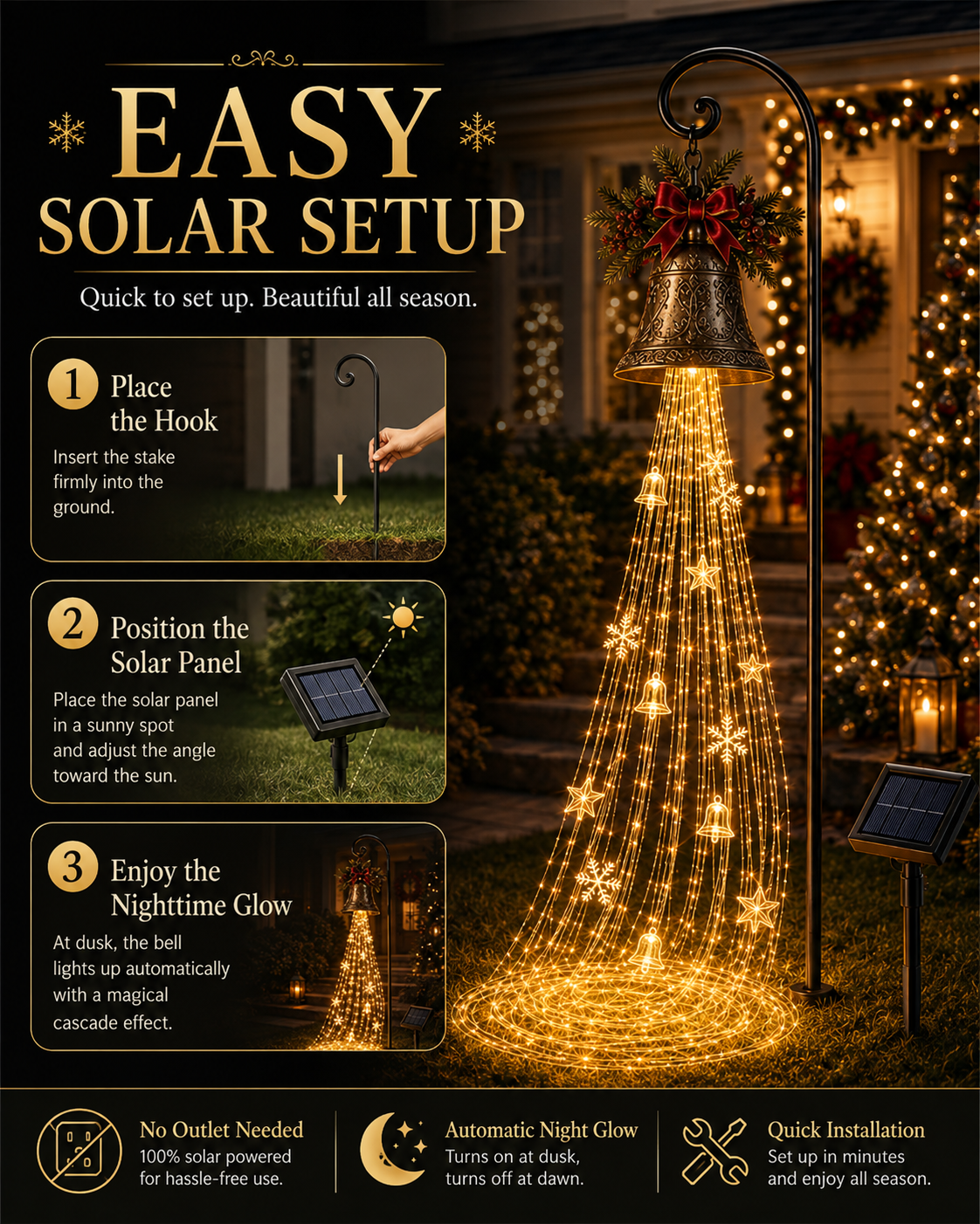 ✨✨Hot Sale 50% OFF🎄 Christmas Bell Cascade Solar Yard Light✨