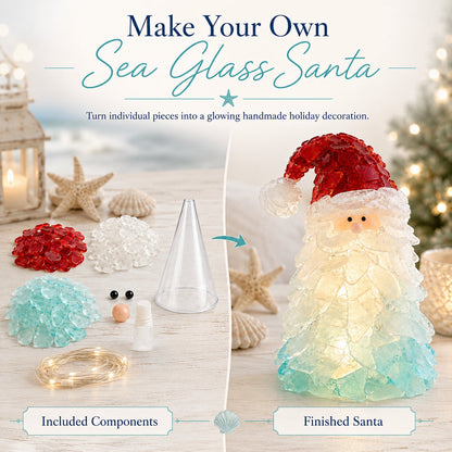 ⏳ Last Day 49% OFF – 🎅 Beginner-Friendly DIY Lighted Sea Glass Santa Christmas Decor Kit 💕