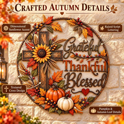 🎃Halloween Deal 50% OFF! 🍂 Grateful • Thankful • Blessed™ Fall Faith Wall Decor ✝️🌻