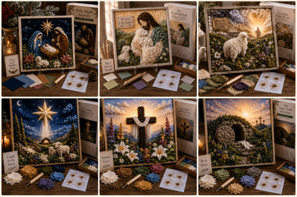 🔥 LAST DAY 49% OFF – ✝️🧵 Premium 3D Christian Fabric Poke Art Kit | No-Sew Faith Craft with Pre-Punched Board, Fabric Squares & Display Stand 🕊️✨