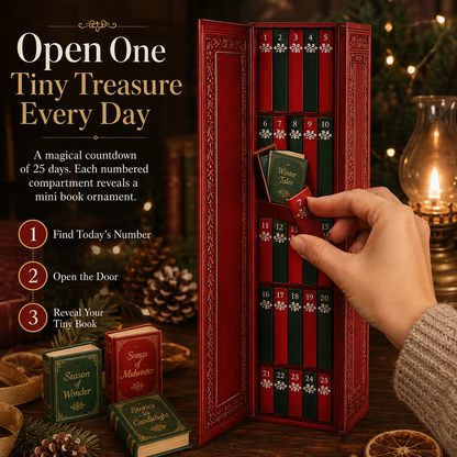📚 25-Day Book Advent Calendar – 25 Openable Mini Book Ornaments