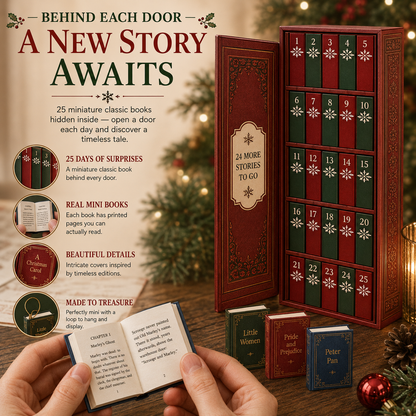 📚 25-Day Book Advent Calendar – 25 Openable Mini Book Ornaments