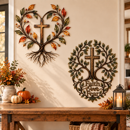 ✝️🌳Faith & Roots Tree of Life Cross Wall Decor