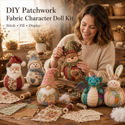 🔥Last Day 49% OFF - 🎄🎅Patchwork Fabric Doll DIY Kit | ✨Create a Cozy Handmade Character for Every Season!