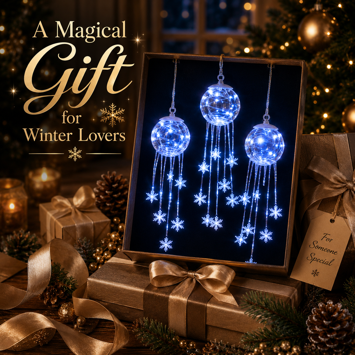 Winter Magic Snowflake Cascad – LED Hanging Christmas Ornament❄️