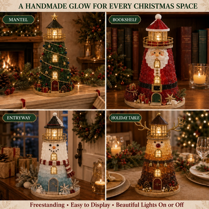 🎄Beginner-Friendly DIY Lighted Christmas Character Sea Glass-Style Lighthouse Kit Collection | Complete Kit with Sea Glass-Style Pieces, LED Lights & Step-by-Step Guide Included 💕