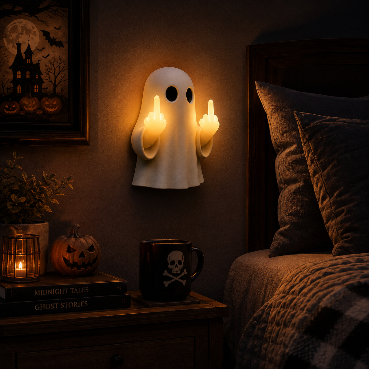 👻🔥Funny Ghost Middle Finger LED Lamp