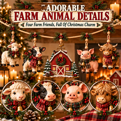 🔥Last Day 50% OFF -🐄 Christmas Farm Friends Hanging Mantel Garland