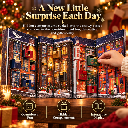 🎄 Christmas Book-Style Advent Calendar – Fold-Out Winter Village, Daily Holiday Surprises & Festive Shelf Décor 🎁✨