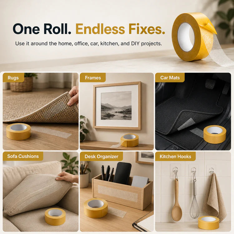Heavy-Duty Double-Sided Cloth Tape uses