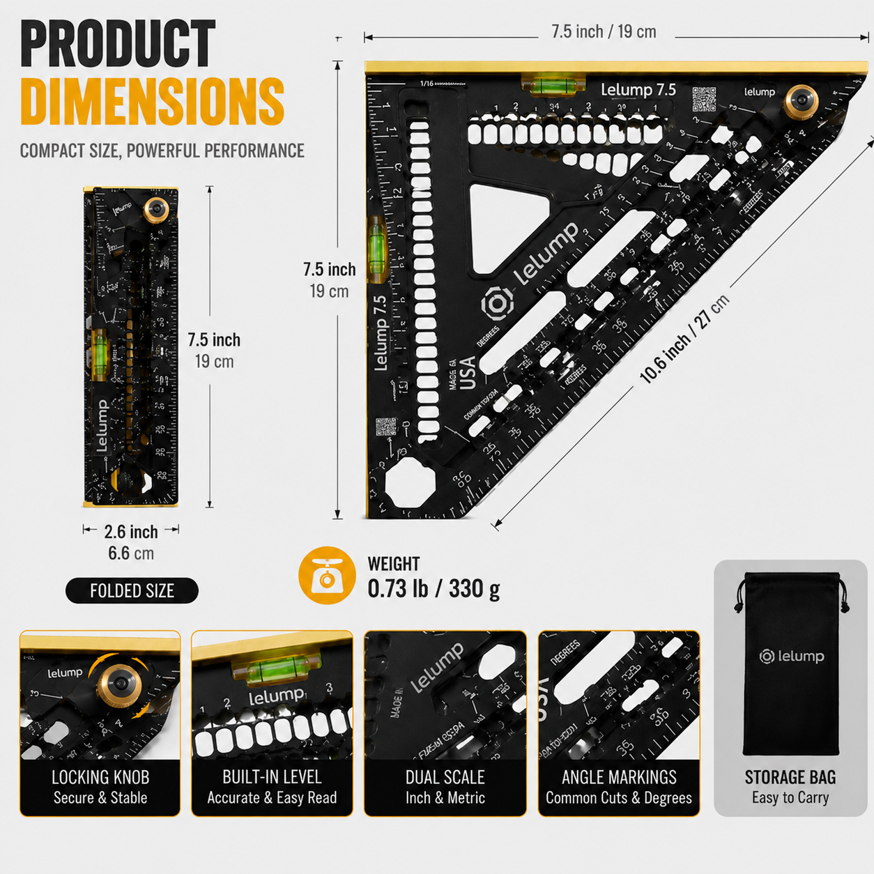 📐  Multi-Angle Measuring Tool – Foldable Ruler for Accurate Measurements, Carpentry & DIY Projects