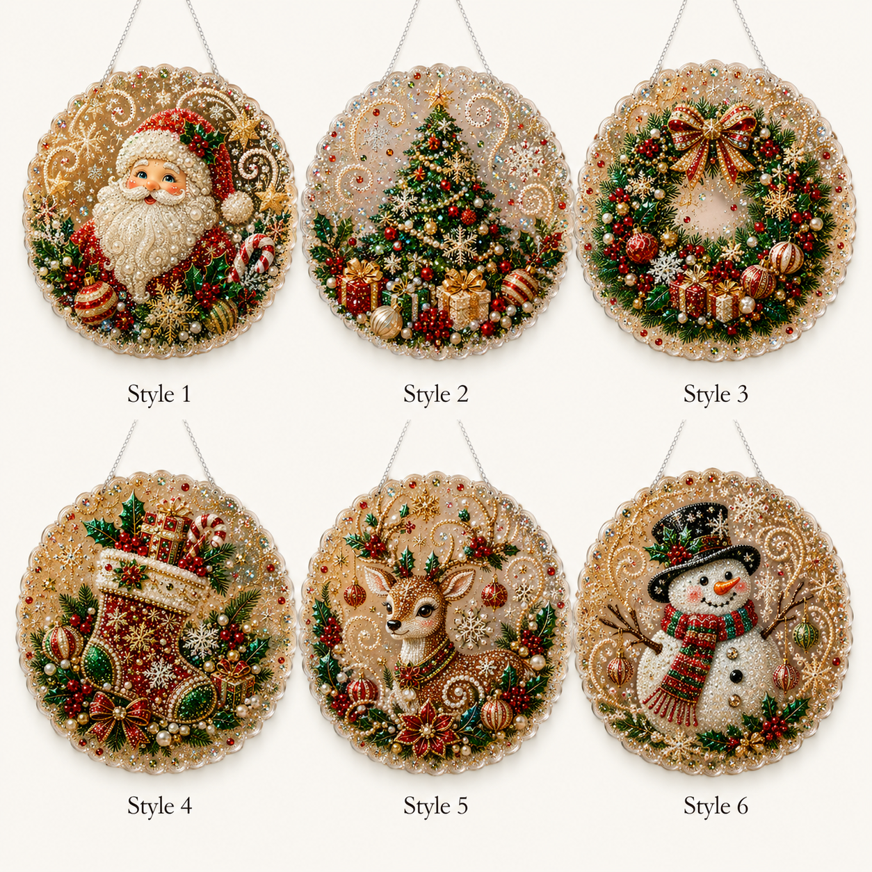 🎄 LAST DAY 49% OFF – ✨ Christmas Pearl Diamond Art Hanging Ornament Kit  🎅💎