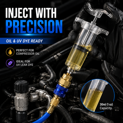 Fast • Clean • Accurate Injection-AC Oil & UV Dye Injector Kit