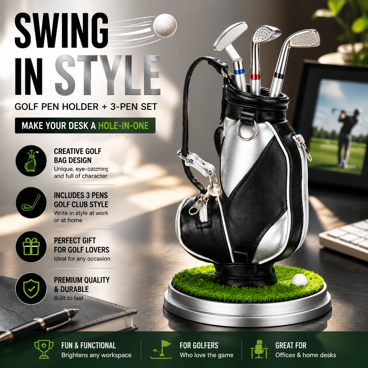 🔥50% off on the last day|⛳ Creative Golf Pen Holder with 3 Pens