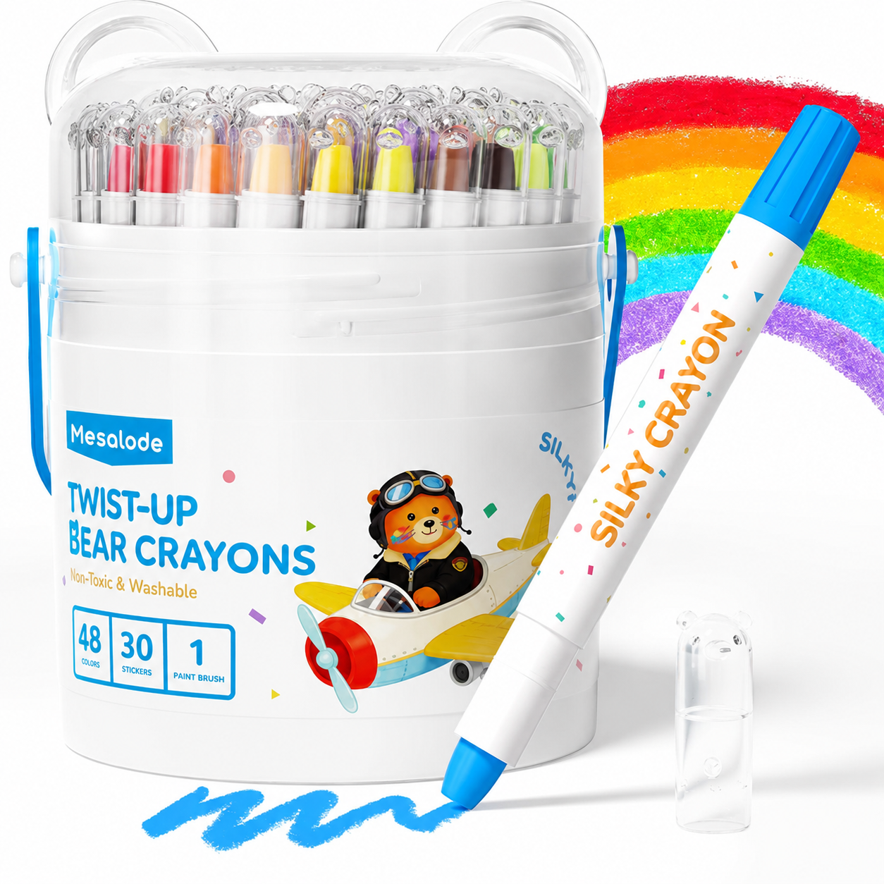 48 Color Twist Crayons for Kids | Non-Toxic Washable Silky Crayon Set