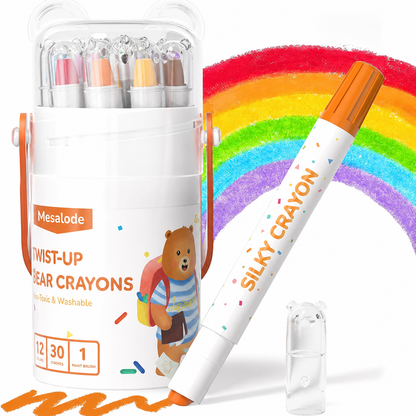48 Color Twist Crayons for Kids | Non-Toxic Washable Silky Crayon Set