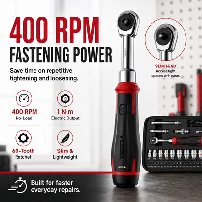 Cordless Electric Slim Ratchet Set | 400 RPM 31-Bit Tool Kit