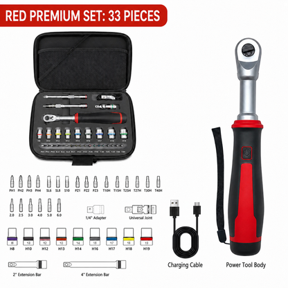Cordless Electric Slim Ratchet Set | 400 RPM 31-Bit Tool Kit