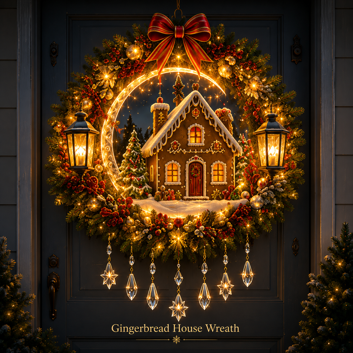 🎄✨ Christmas Moonlight Wreath Collection – Lighted Holiday Door Decor