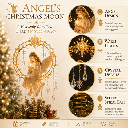 ✨ Angel’s Christmas Moon Lighted Angel Tree Topper