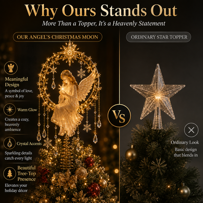 ✨ Angel’s Christmas Moon Lighted Angel Tree Topper