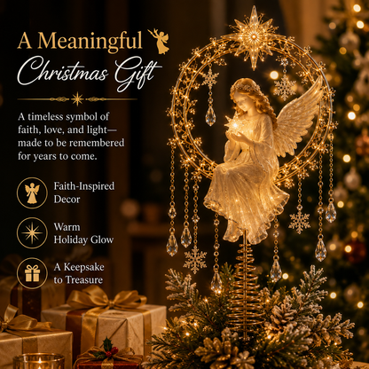 ✨ Angel’s Christmas Moon Lighted Angel Tree Topper