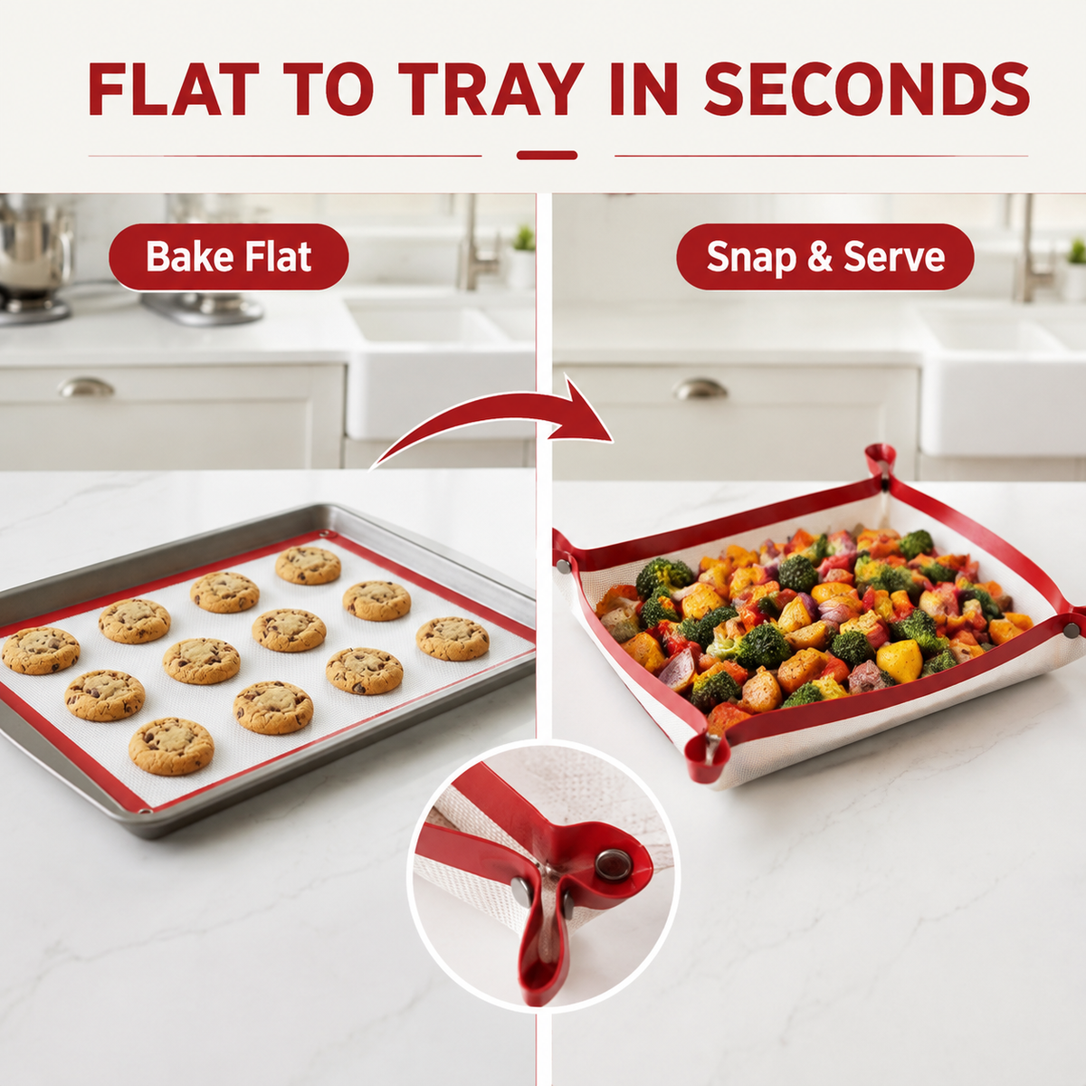Silicone baking mat Red 11.81 x 8.27 in (30 x 21 cm)