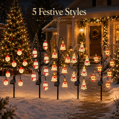 🎄 Christmas Solar Tree Stake Lights | 5 Styles Outdoor Yard Decor