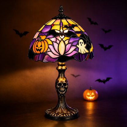 👻Halloween Skeleton Stained-Glass-Style Table Lamp