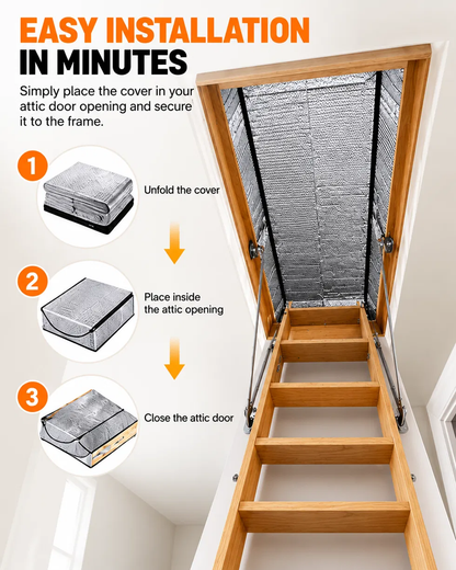 🎃Halloween Deal 50% OFF! Attic Stair Insulation Cover with Zipper Access – Blocks Cold Drafts, Attic Heat & Dust | Fits Openings up to 25" x 54", 11" Tall