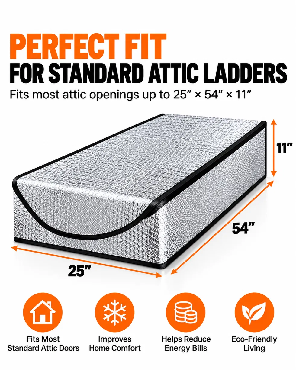 🎃Halloween Deal 50% OFF! Attic Stair Insulation Cover with Zipper Access – Blocks Cold Drafts, Attic Heat & Dust | Fits Openings up to 25" x 54", 11" Tall