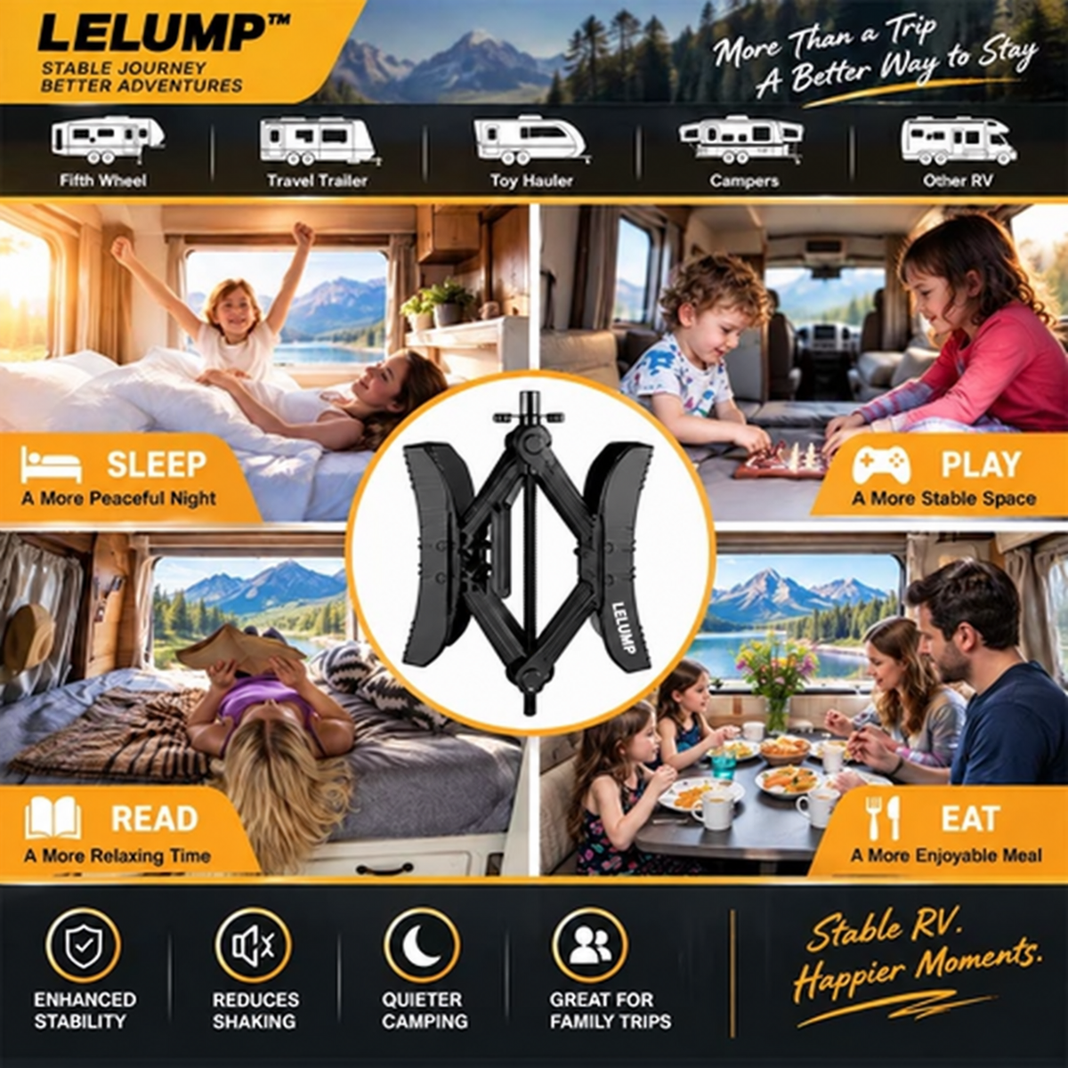 LELUMP™ RV Tire Stabilizer – X-Shaped Dual Tire Chock for Travel Trailers, Motorhomes & Campers
