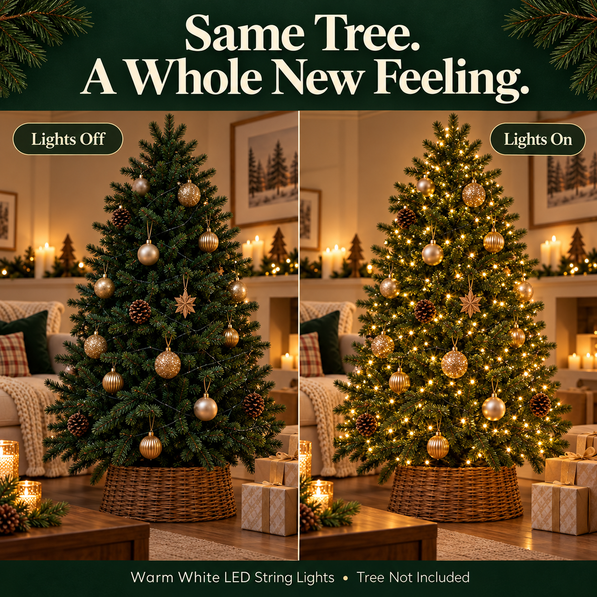 66ft 600 LED Christmas String Lights 🎄 Triple-Density Glow, Waterproof, Storage Reel