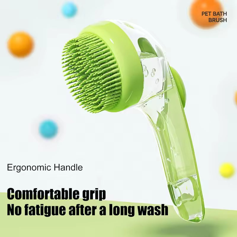 One Press For Rich Foam 🧴Pet Bath Brush with Shampoo Dispenser