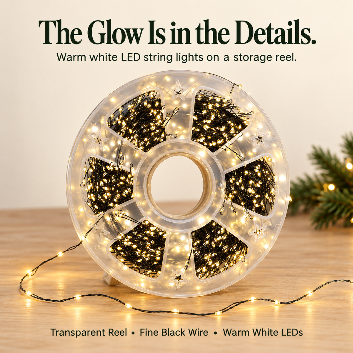 66ft 600 LED Christmas String Lights 🎄 Triple-Density Glow, Waterproof, Storage Reel