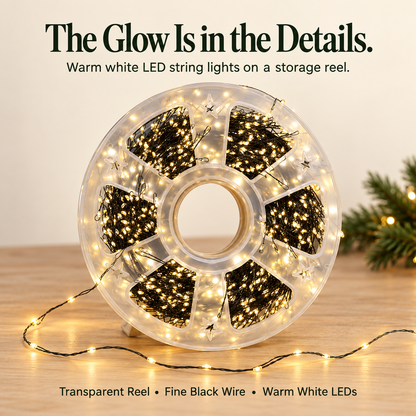 66ft 600 LED Christmas String Lights 🎄 Triple-Density Glow, Waterproof, Storage Reel