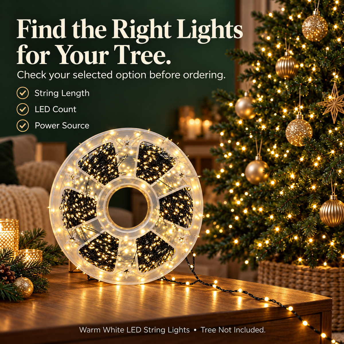 66ft 600 LED Christmas String Lights 🎄 Triple-Density Glow, Waterproof, Storage Reel