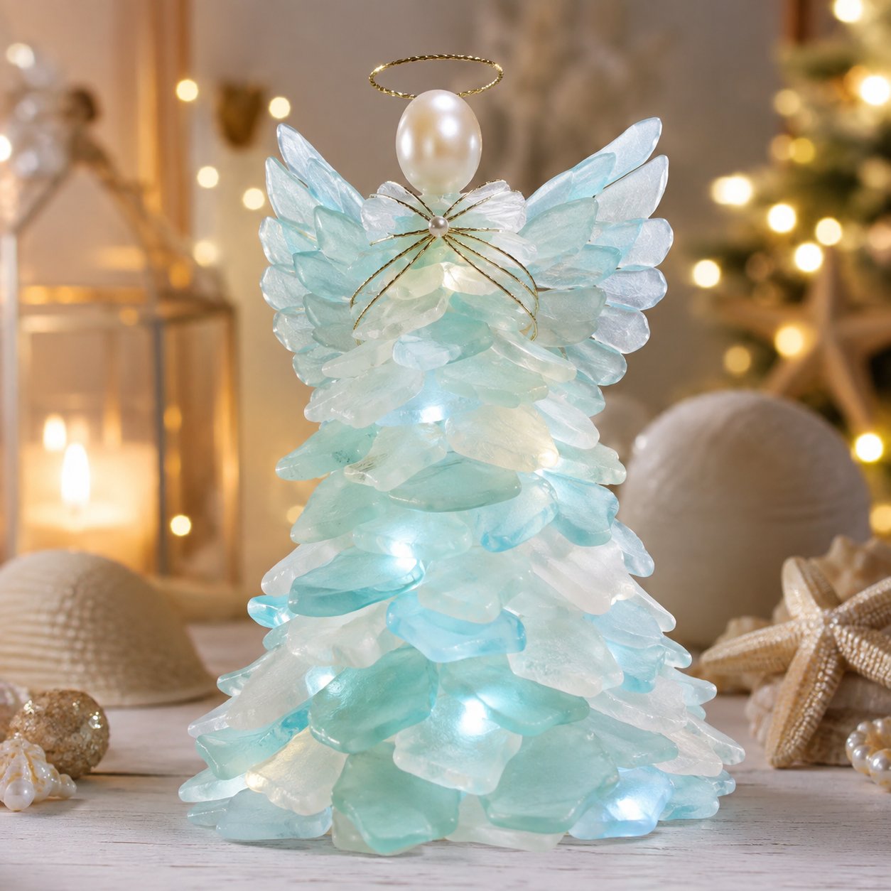 ⏳ Last Day 49% OFF – 🎅 Beginner-Friendly DIY Lighted Sea Glass Santa Christmas Decor Kit 💕