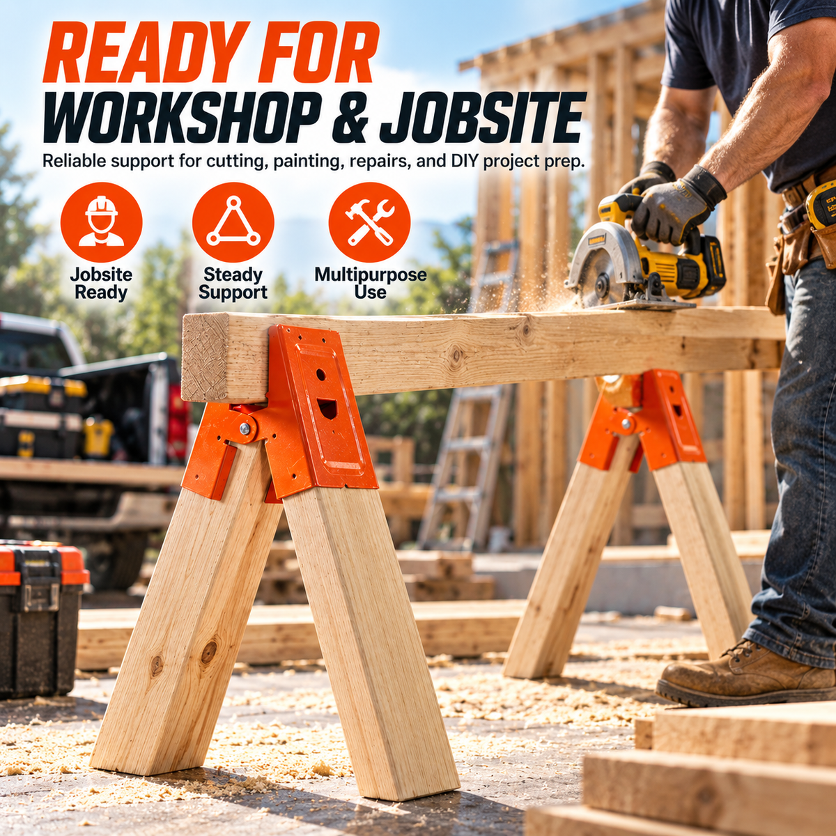 🛠️Heavy Duty Sawhorse Brackets with Clamp